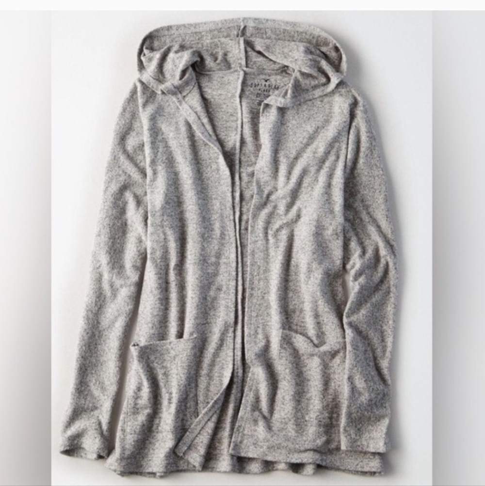 American Eagle Womens Soft & Sexy Plush Hooded Cardigan ** Medium ** EUC!!